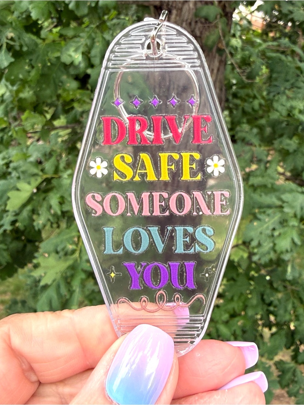 Vintage style motel key 3.5” keychain “Drive Safe Someone Lives You” gift idea